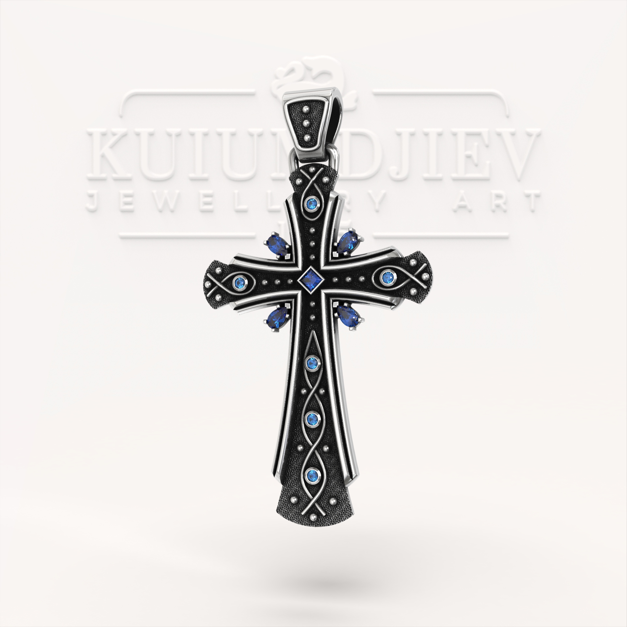 Сребърен кръст с камъни 2