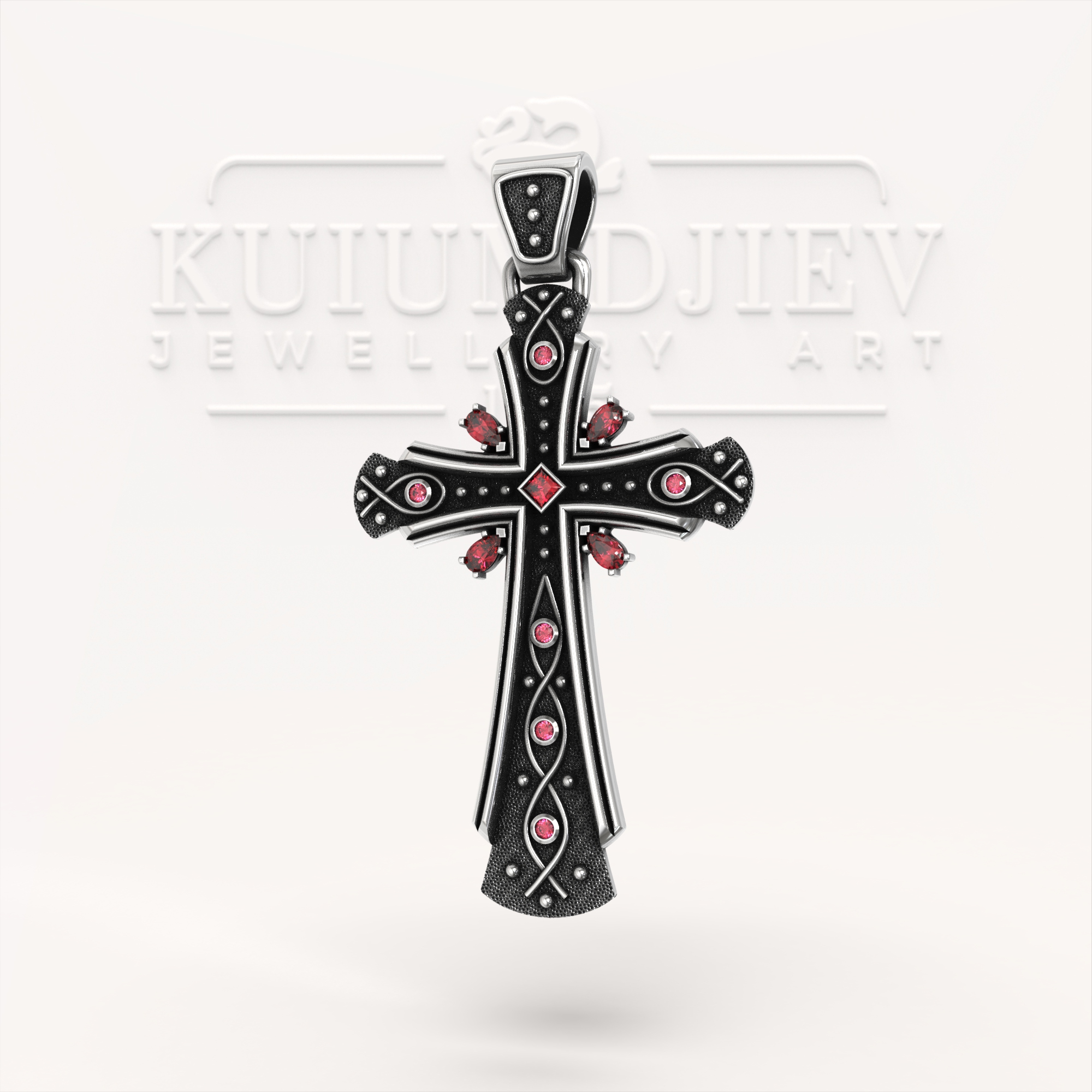 Сребърен кръст с камъни